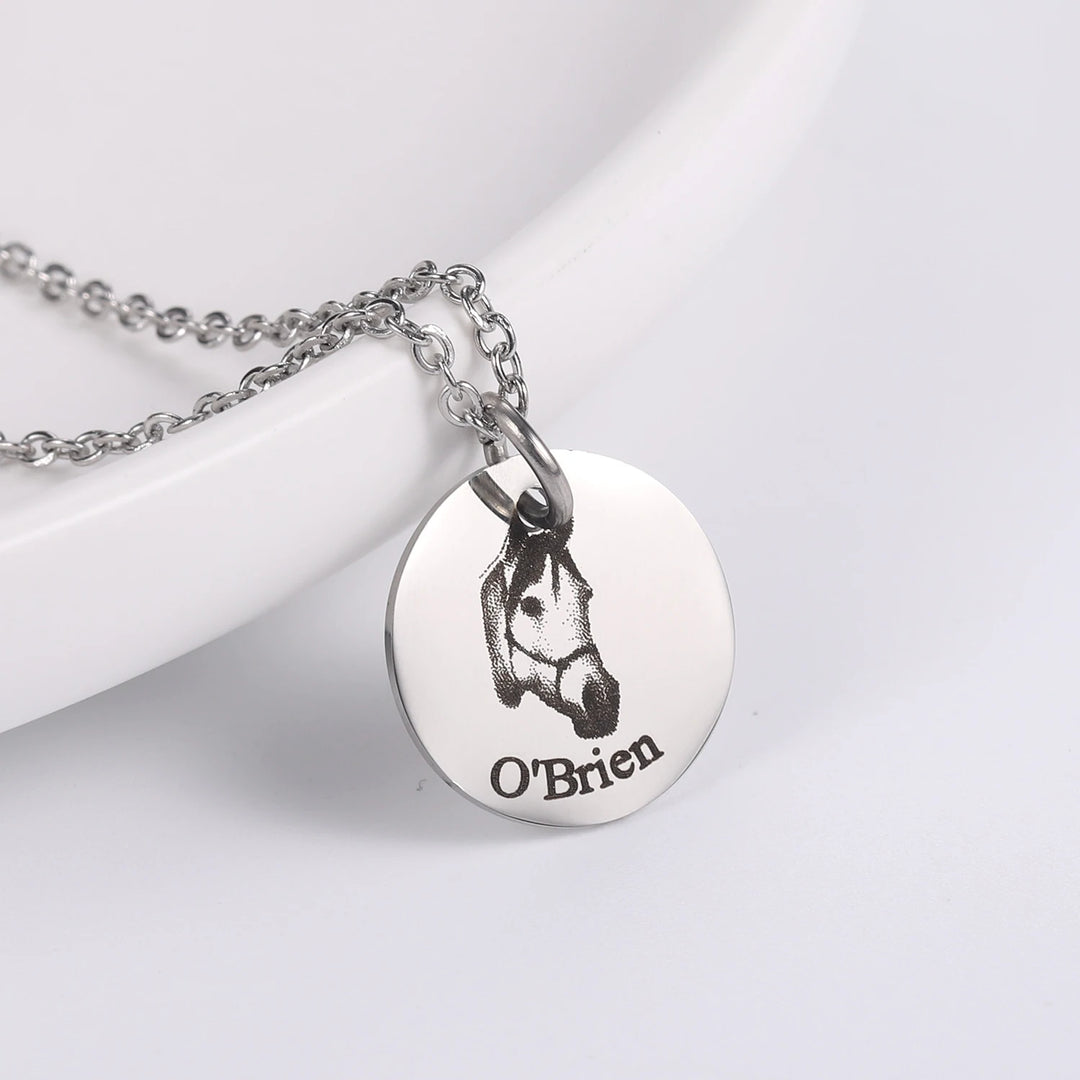 BarkBlings™ Custom Pet Photo Necklace – Stainless Steel Disc Pendant, Perfect Gift for Pet Moms