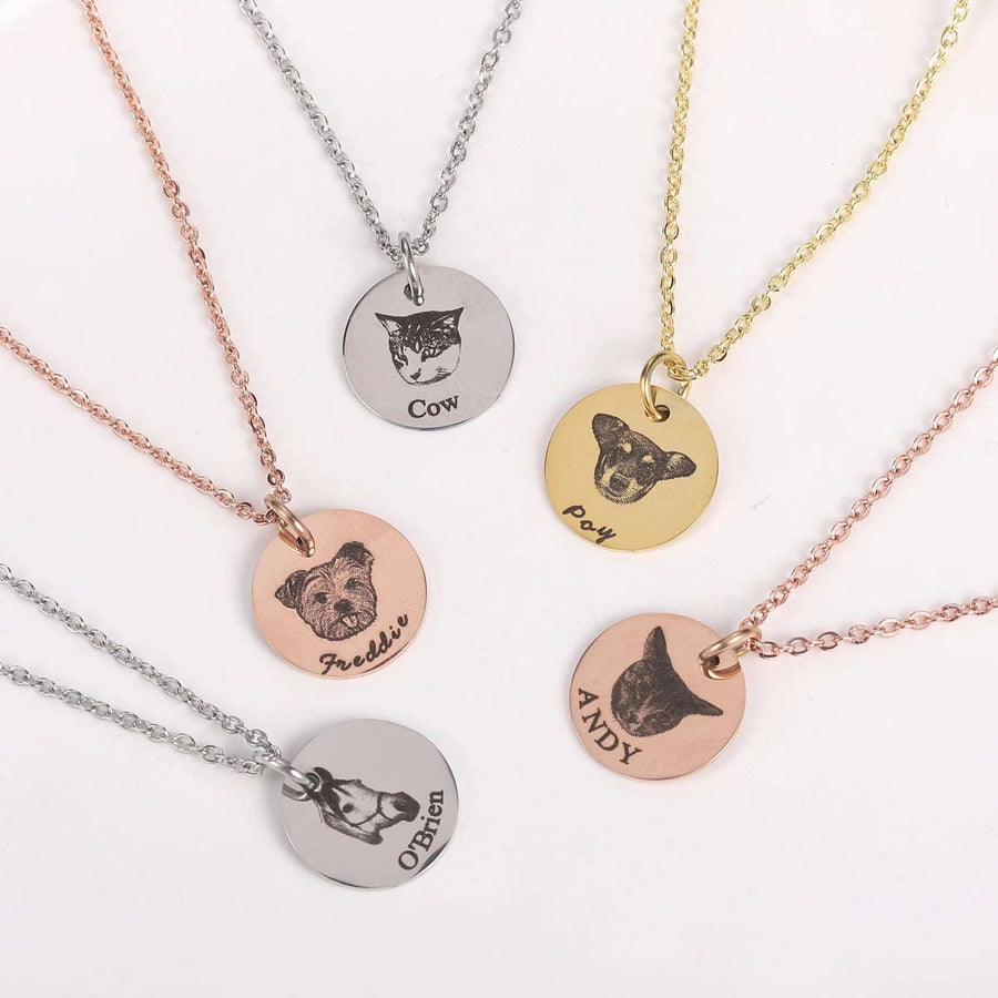 BarkBlings™ Custom Pet Photo Necklace – Stainless Steel Disc Pendant, Perfect Gift for Pet Moms