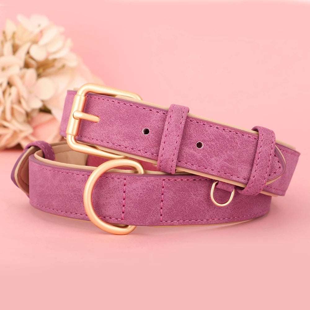 BarkBlings™ Durable Leather Dog Collar – Soft Padded, Adjustable, and Perfect for Small to Large Breeds