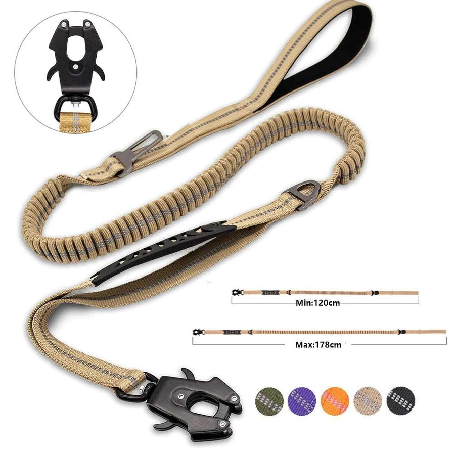 BarkBlings™ Big Dawg Leash - Reflective, Elastic & with Car Safety Belt Support