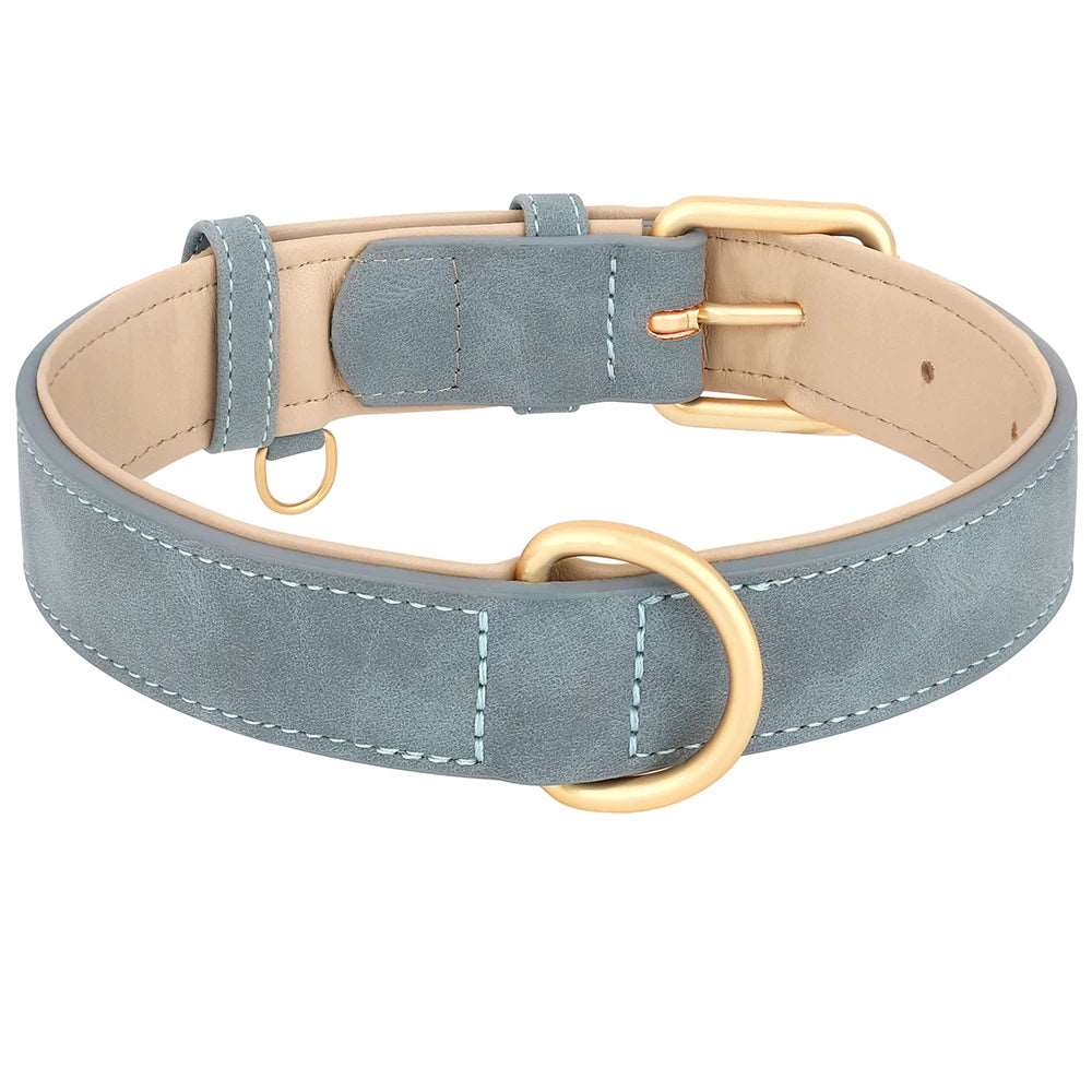 BarkBlings™ Durable Leather Dog Collar – Soft Padded, Adjustable, and Perfect for Small to Large Breeds