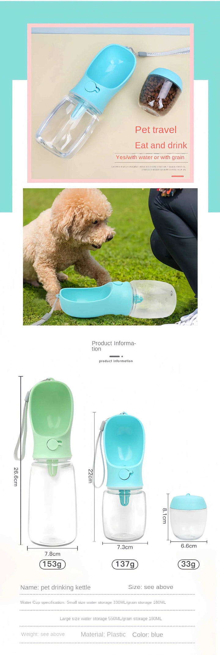 BarkBlings™ Portable Water Bottle & Food Dispenser