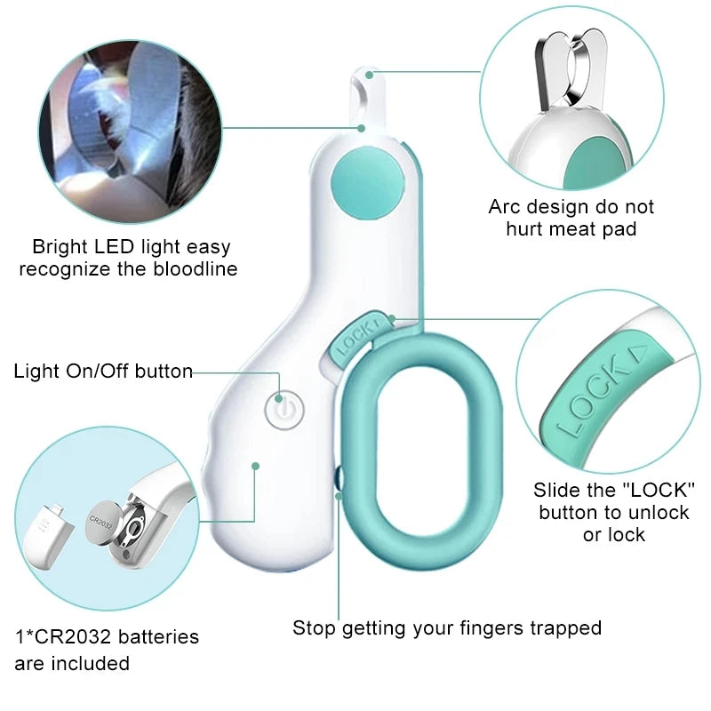 BarkBlings™ LED Nail Clipper – Professional Pet Claw Trimmer with Safety Lock