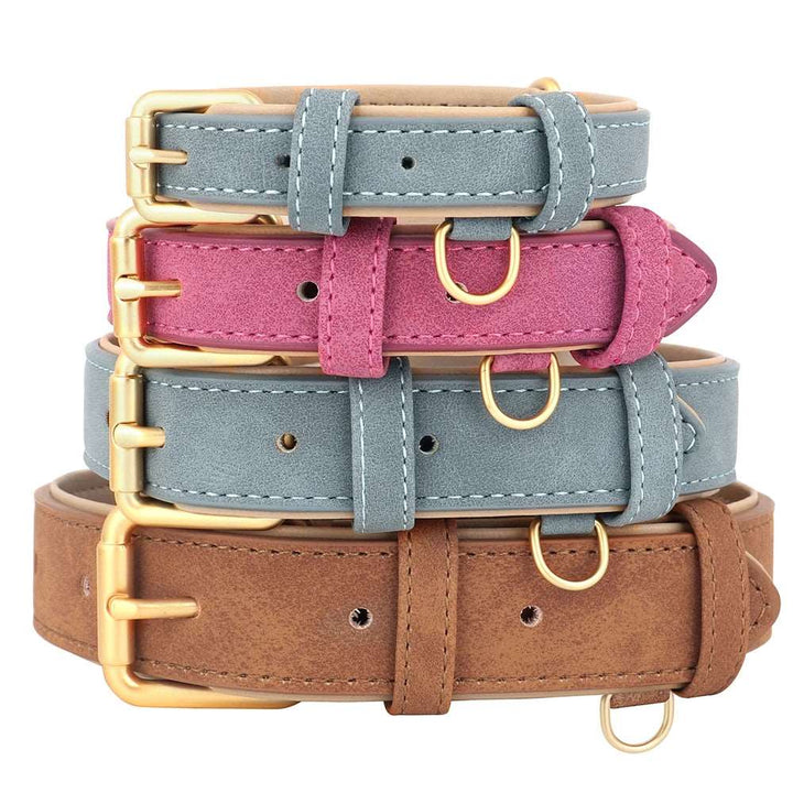 BarkBlings™ Durable Leather Dog Collar – Soft Padded, Adjustable, and Perfect for Small to Large Breeds