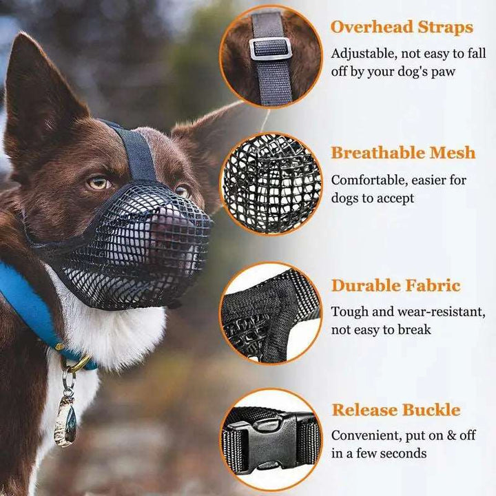 BarkBlings™ Adjustable Breathable Dog Muzzle – Anti-Bark & Bite Mesh