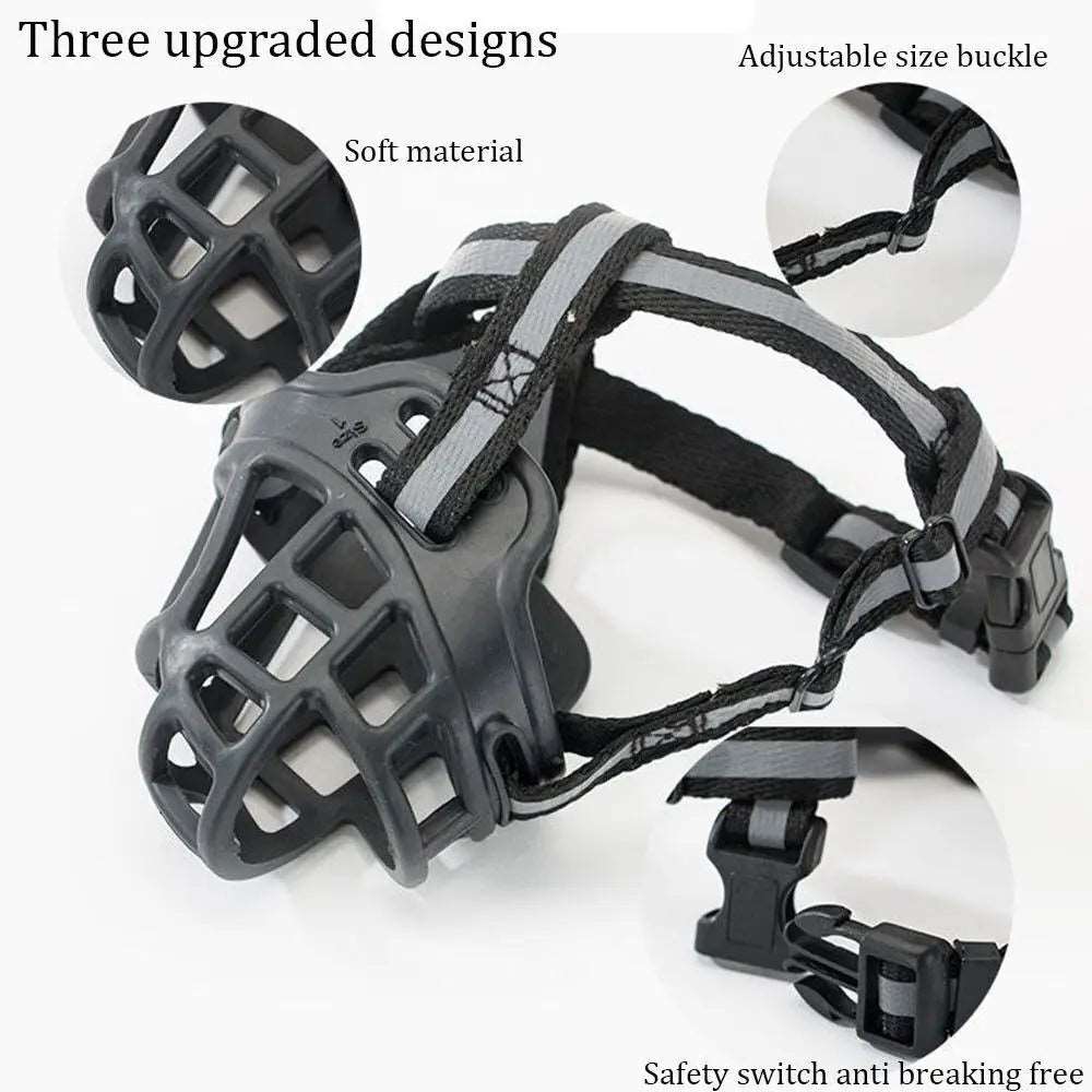 BarkBlings™ Pro Dog Muzzle – Adjustable, Breathable & with Reflective Bands