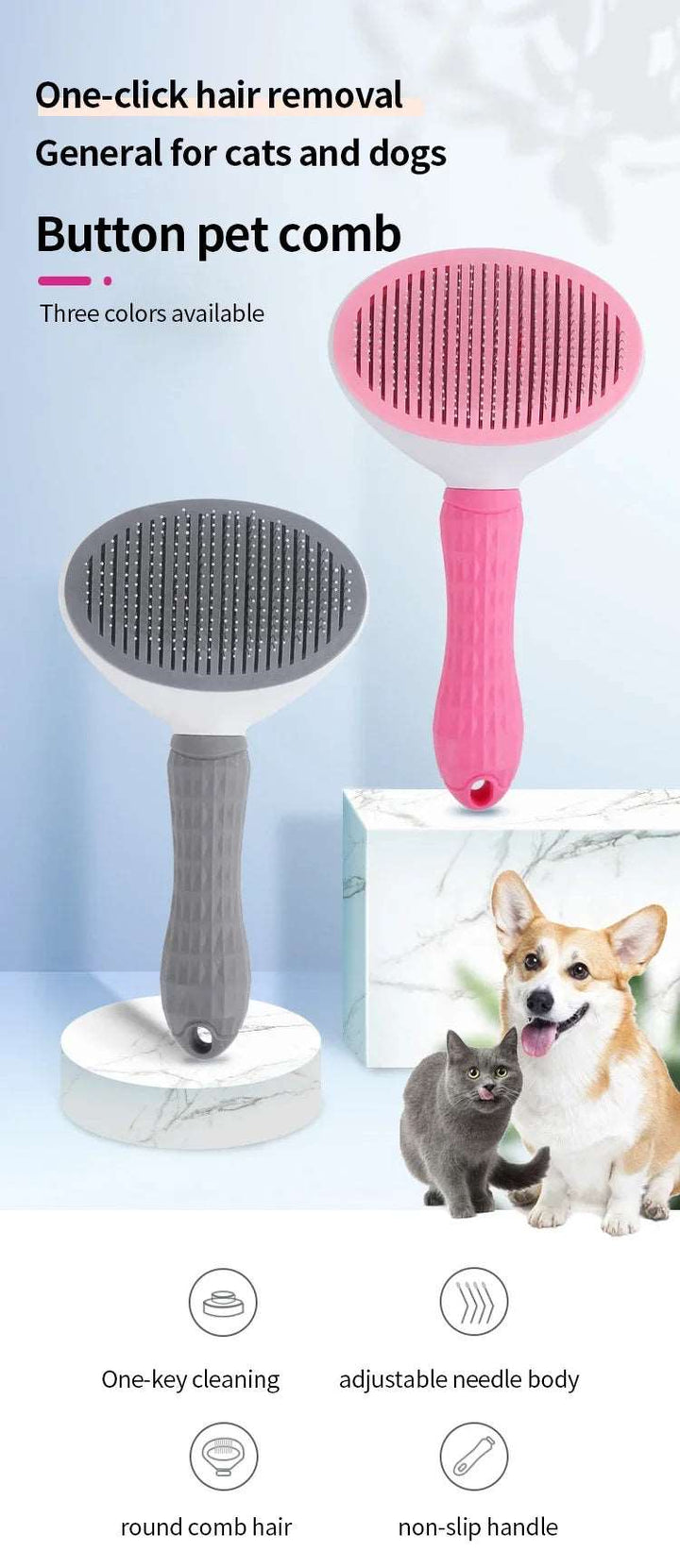 BarkBlings™ Grooming Brush with Stainless Steel Comb