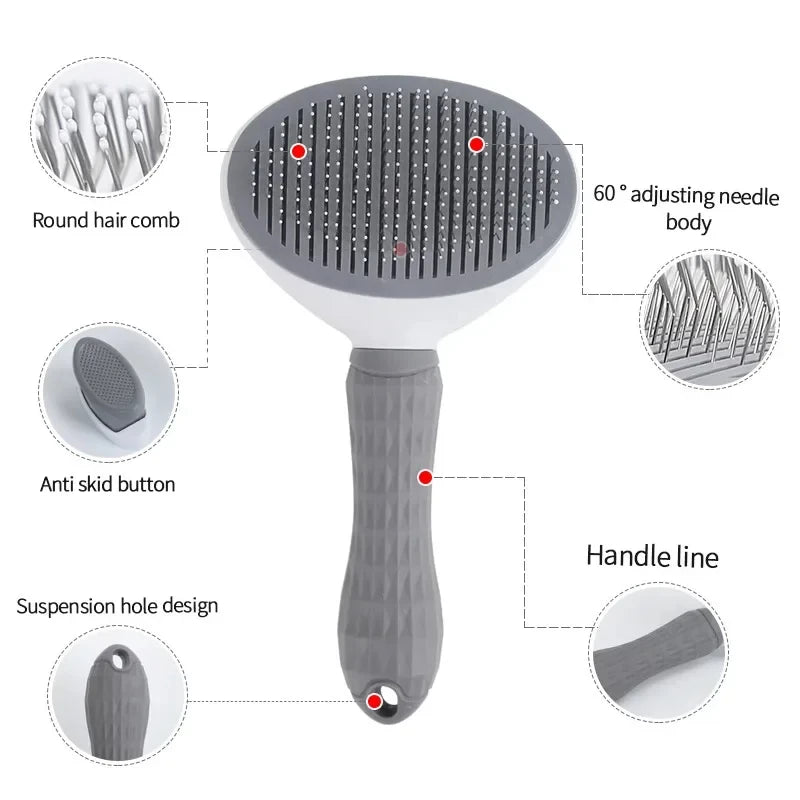 Grooming Brush with Stainless Steel Comb