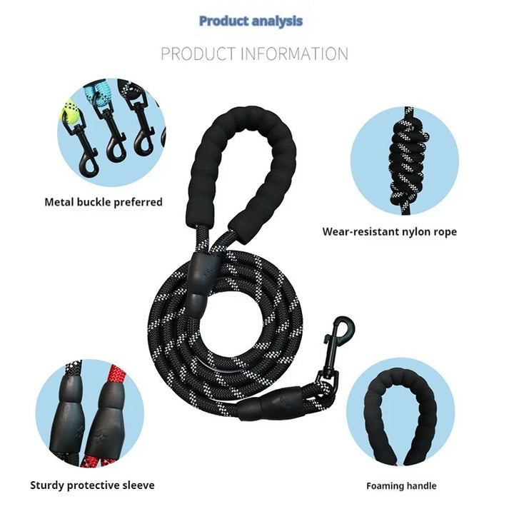 BarkBlings™ Reflective Comfort Leash – Available in 4 Sizes for All Dogs