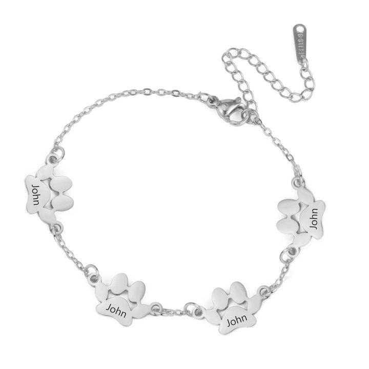 BarkBlings™ Custom Engraved Dog Paw Bracelet – Stylish Stainless Steel Jewellery for Pet Lovers, Perfect Gift for Any Occasion