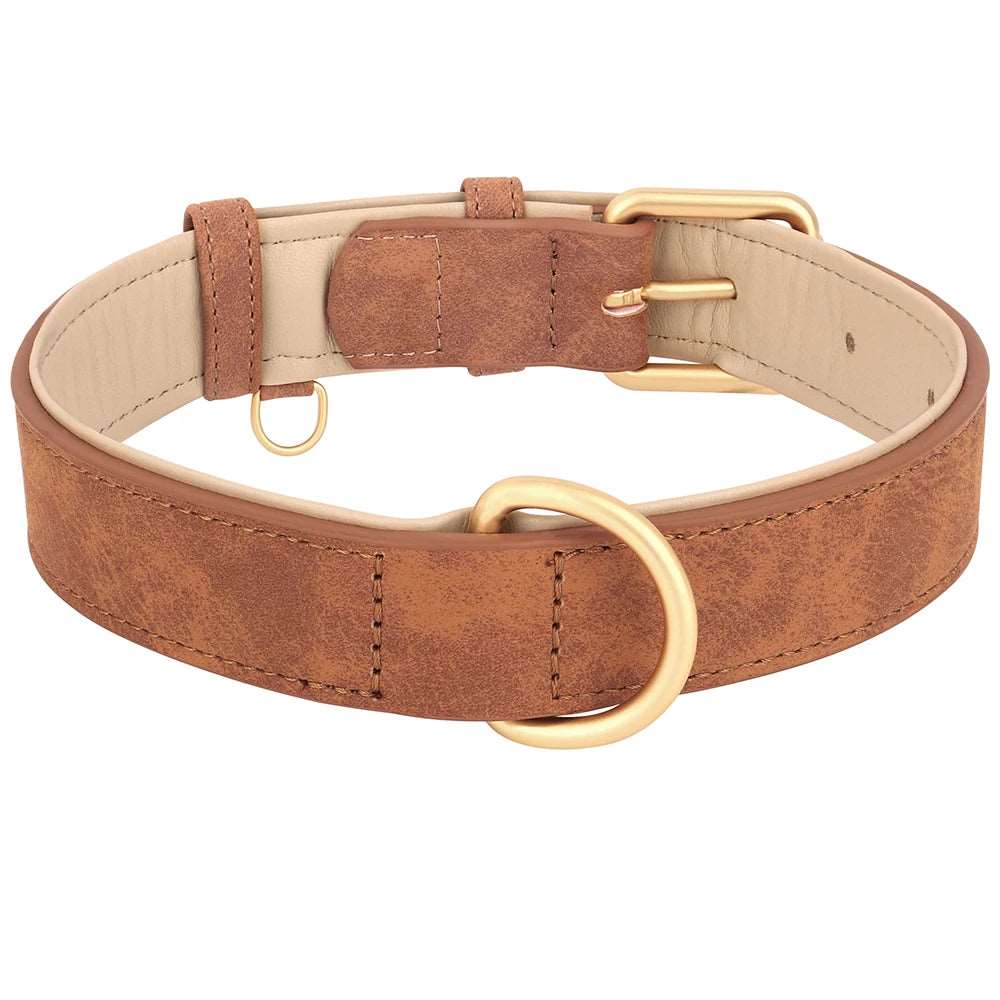 BarkBlings™ Durable Leather Dog Collar – Soft Padded, Adjustable, and Perfect for Small to Large Breeds